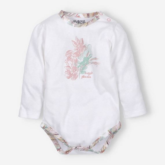 Magic Flowers Body kopertowe z bawełny organicznej Nini - białe 