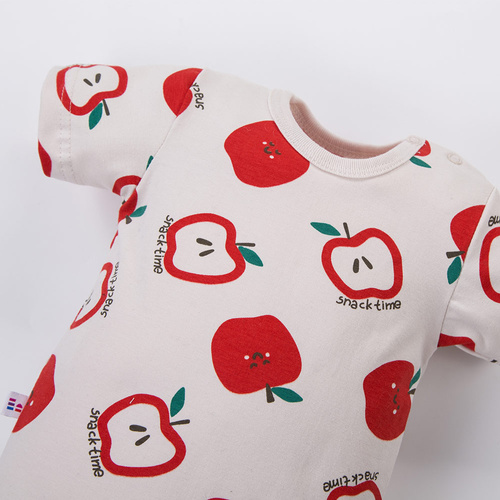 Body niemowlęce Eevi Snack Time krótki rękaw bawełna elastyczne-ecru