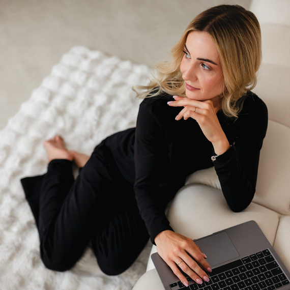 Eevi for Women Bluzka Damska z Długim Rękawem czarna – Bawełna + Modal, Elegancka, Komfortowa