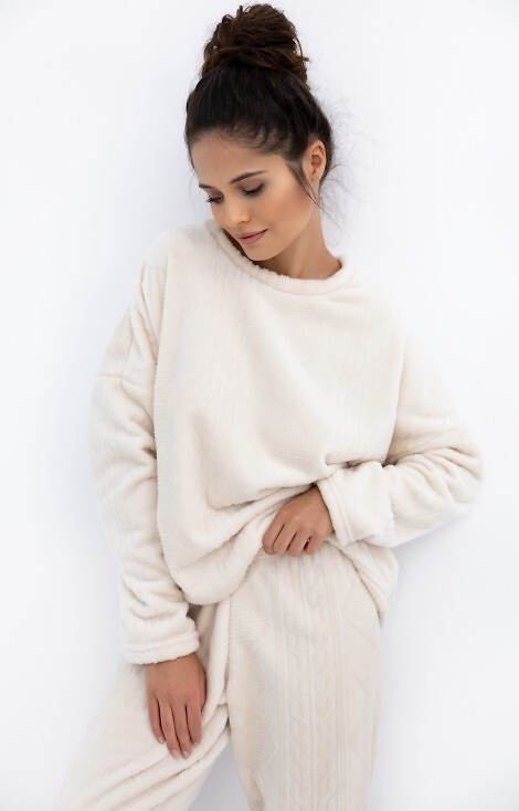 Bridget Piżama damska Homewear Sensis – ciepła, dzianina soft, ecru
