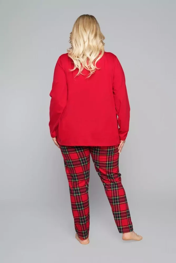 Zorza piżama damska długi rękaw, spodnie Italian Fashion - czerwony/druk 