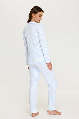 15 rozpinana piżama damska Bonamera niebieski paski