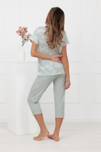 Piżama Kalina Italian Fashion – 100% bawełna, 3/4- miętowa