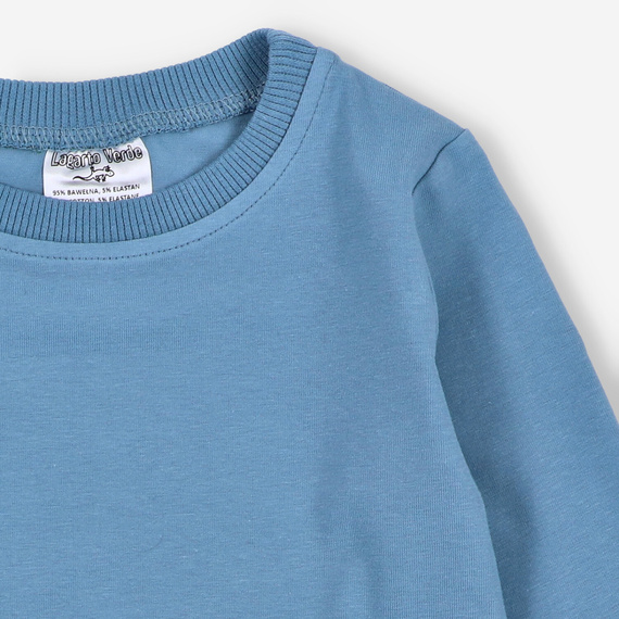 KAR-1022 Bluzka chłopięca z długim rękawem Lagarto Verde niebieska– bawełna z elastanem, polska produkcja