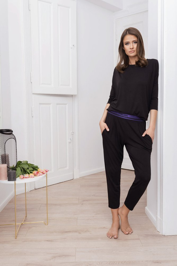 Styl Komplet Damski 3/4rękaw, dł.spodnie Italian Fashion czarny
