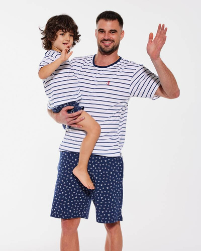 801/111 802/111 Marine Piżama chłopięca Cornette biały-granatowy