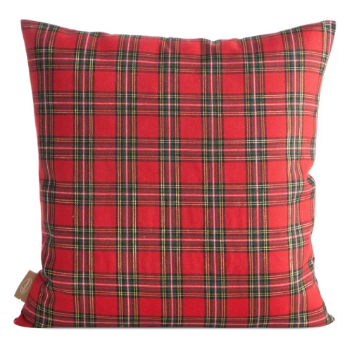 Chp 165 Poszewka świąteczna Eurofirany – czerwona kratka z Mikołajem i napisem