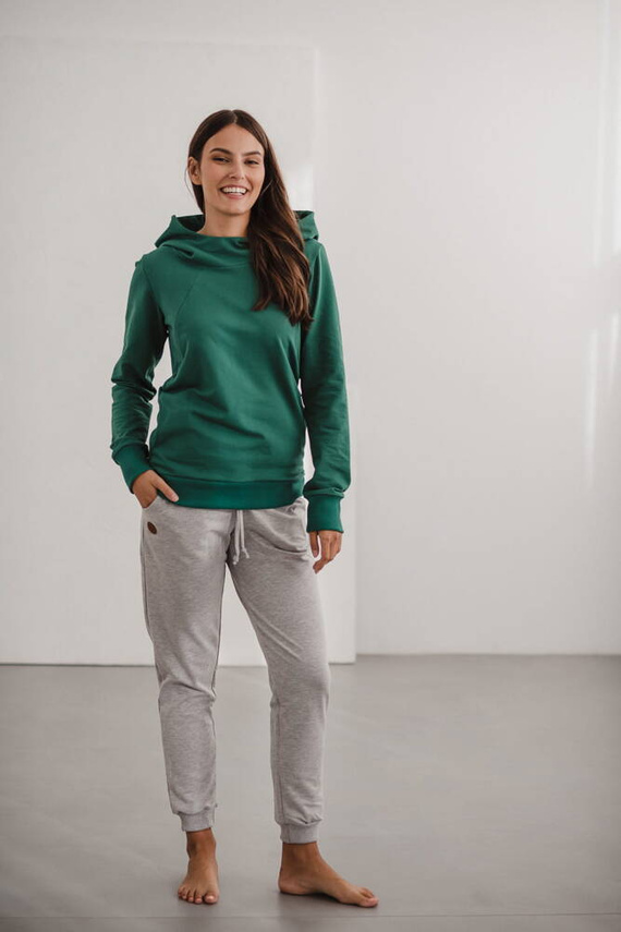 Milk Please bluza do karmienia Milk&Love z kapturem butelkowa zieleń