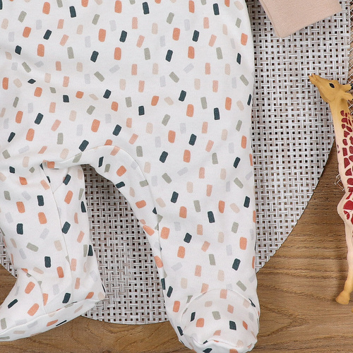 ABN-5327/KRE Pajacyk zapinany kopertowo z bawełny organicznej Nini kremowy