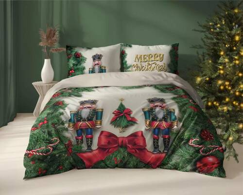 5300 A Pościel świąteczna dziadek do orzechów Detexpol kremowy