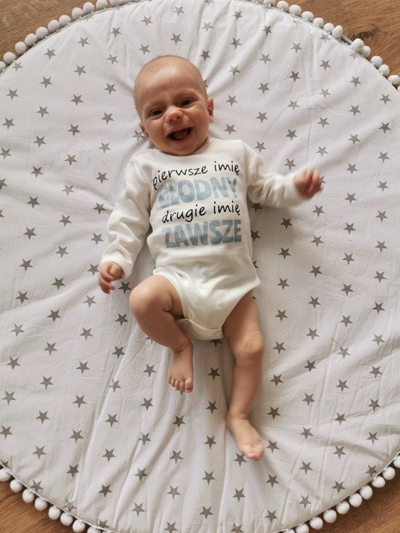 551219125 Body z długim rękawem "pierwsze imię GŁODNY, drugie imię ZAWSZE" Oscar Kids