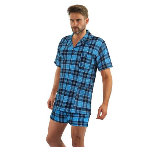 2629/13 Rozpinana piżama męska, krótkie spodenki Sesto Senso - granatowy