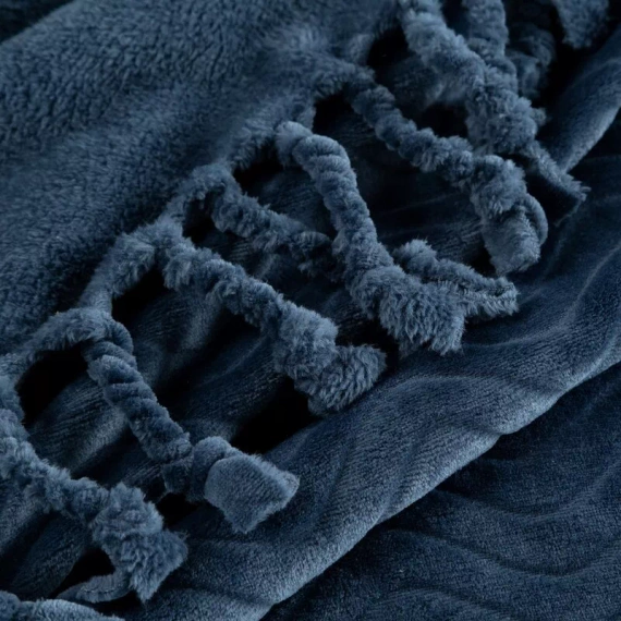 Emma Koc narzuta z frędzlami Eurofirany granatowy