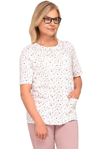 200 Maria I Piżama damska Martel 30 cappuccino – bawełna, rozpinana, krótki rękaw