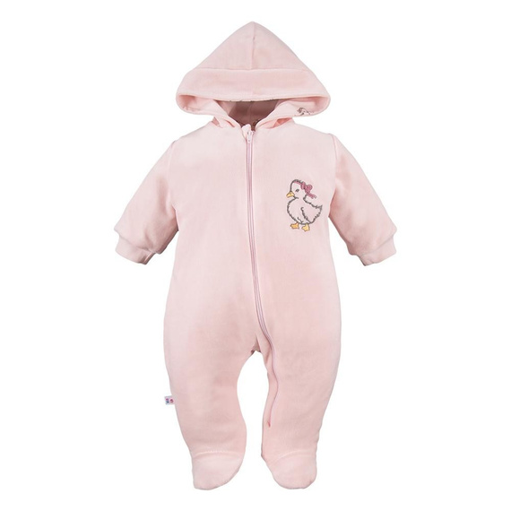 Little Ducks Kombinezon welurowy Eevi - różowy