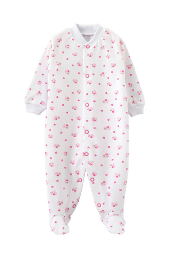Pajacyk niemowlęcy Martex w różowe kwiatki – bawełna, wygodny, zapinany, uroczy wzór
