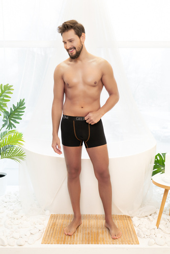 Fluo bokserki męskie Italian Fashion - czarny/fluo pomarańcz