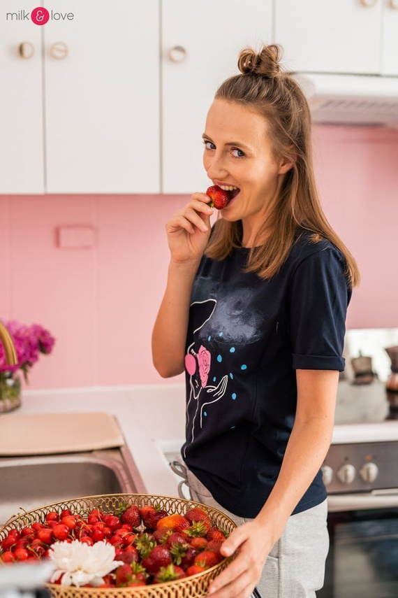 Bluzka do karmienia Boob Milk&Love ciemny granat z grafiką