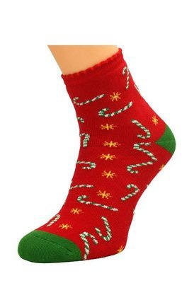 0907 X-Mass Socks Skarpety damskie Bratex D-979 czerwony