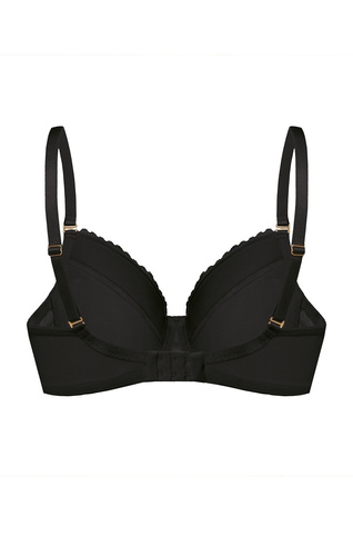 Biustonosz Full Cup Petra Mefemi by Nipplex – czarny, stabilne podtrzymanie, koronkowe miseczki, bawełniane wnętrze, wyjmowane wkładki push-up