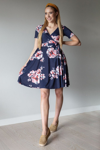 122 Sukienka ciążowa i do karmienia MIRACLE- granatowy