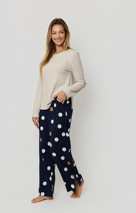 Oceane PW85  Piżama damska Mefemi–wiskozowa, w grochy, z kokardkami