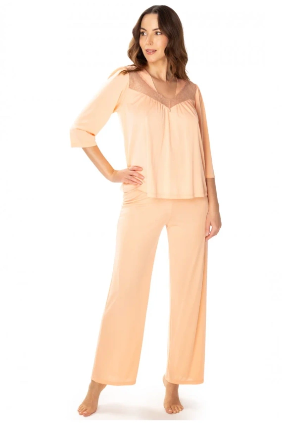 86658 Patrycja piżama damska Mewa morelowy