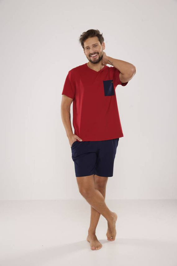 646 Kevin Piżama Męska De Lafense - bordo