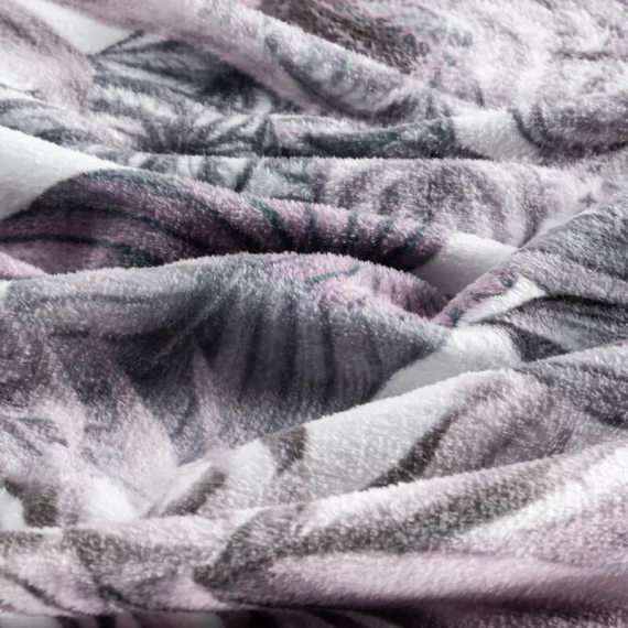 Davos 2 Koc narzuta liście Eurofirany fioletowy szary