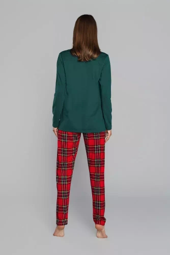 Zorza piżama damska długi rękaw, spodnie Italian Fashion - zielony/druk