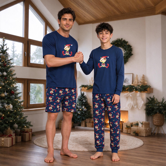 Cornette Elf 2 Christmas 967/62 Piżama Młodzieżowa Granatowa 100% Bawełna