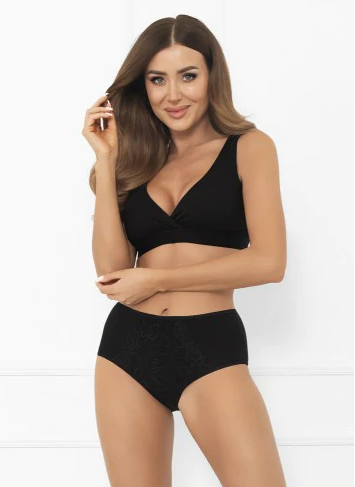 Figi damskie Libra maxi z koronkowym akcentem | Italian Fashion czarny