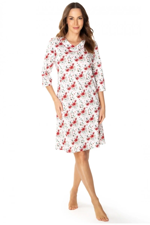 86677 Malina Koszula nocna Mewa druk kwiaty