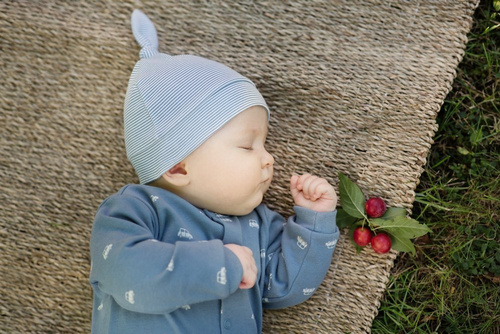 Czapka niemowlęca "Little Car" Pinokio - ecru paski