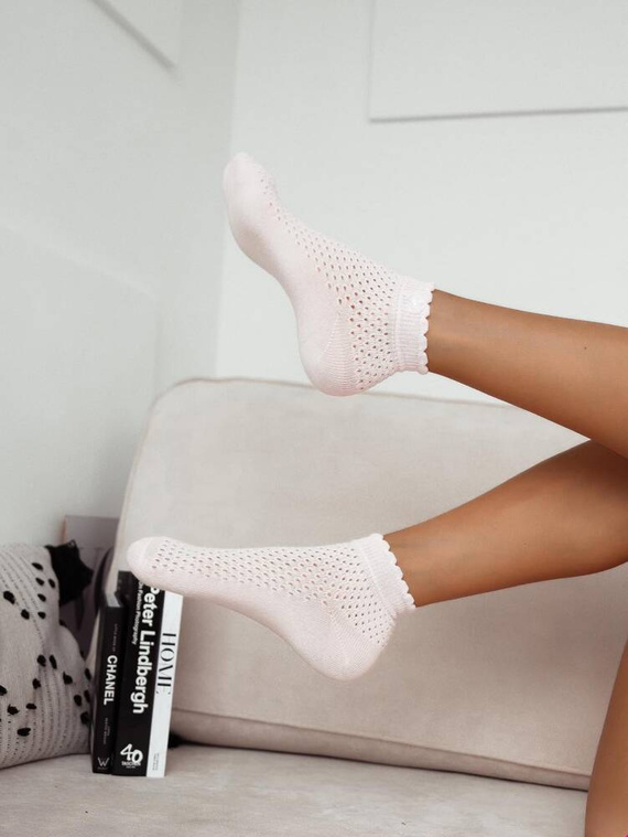 1115 Zakostki Damskie Ażur Milena - kremowy