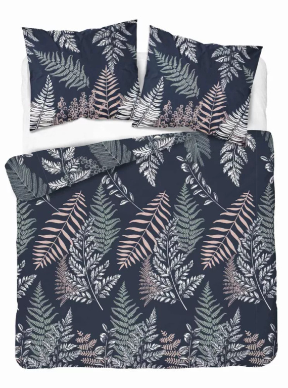 5036 A Pościel z mikrofibry liście paproci Detexpol granatowy