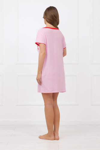 Koszula nocna Sabrina Italian Fashion 100% bawełna – krótki rękaw- różowa