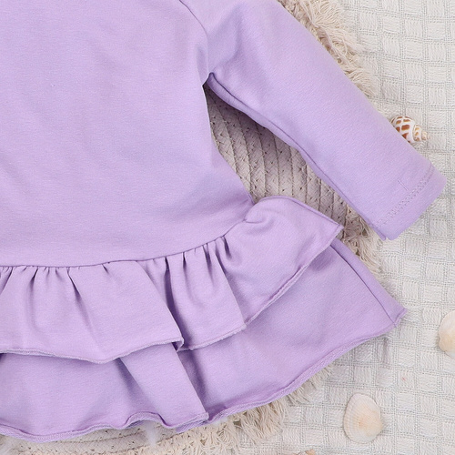 ABN-5487 Underwater World Sukienka niemowlęca Nini - bawełna organiczna, fioletowa, długi rękaw