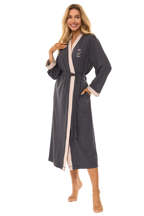 2505 Szlafrok Damski długi L&L - grafit