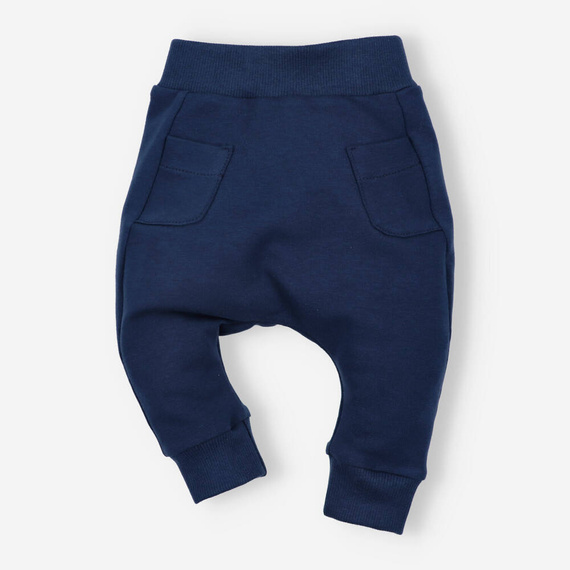 ABN-4517/GRA Spodnie dresowe kieszonka z bawełny organicznej Nini granatowy