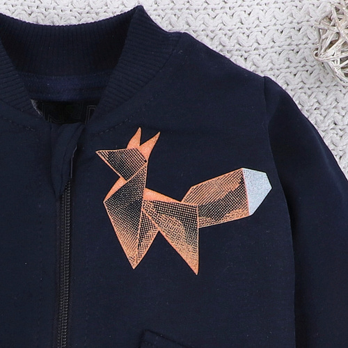 ABN-5395 Fun Origami Bluza dresowa rozpinana z bawełny organicznej Nini granatowy