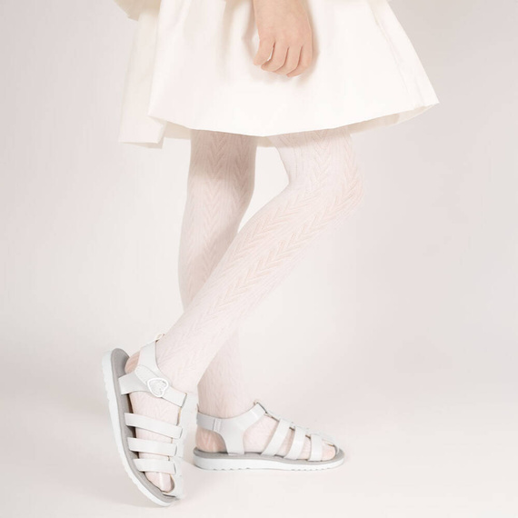 141805 Rajstopy żakardowe W3 Nicol - kremowy