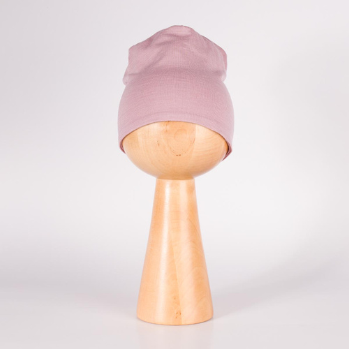 229100 Nicol Czapka Merino 100% wełna dziecięca dwuwarstwowa- pudrowy róż 