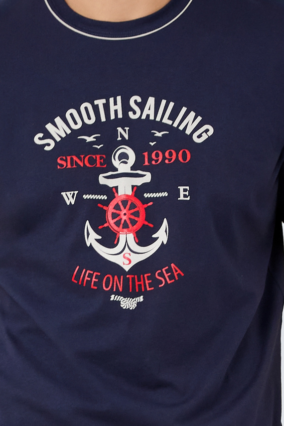 Port Piżama Męska krótki rękaw, spodenki Italian Fashion - granatowy