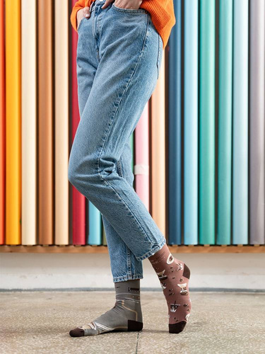 078 Nie do pary, Skarpety damskie More - 043 beżowe