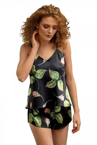 DK-KK Flowers Komplet piżama damska DKaren - 8 czarny