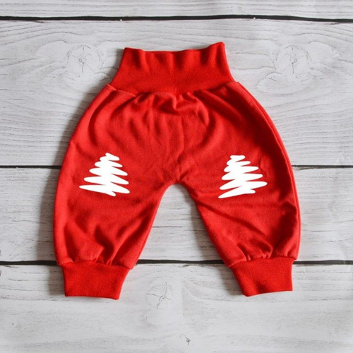 Spodnie świąteczne z choinką Moocha czerwony