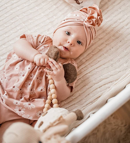 Daisy Czapka Turban dla dziewczynki Eevi - jasny róż