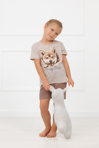 Piżama dziewczęca Shiba Italian Fashion 100% bawełna szorty