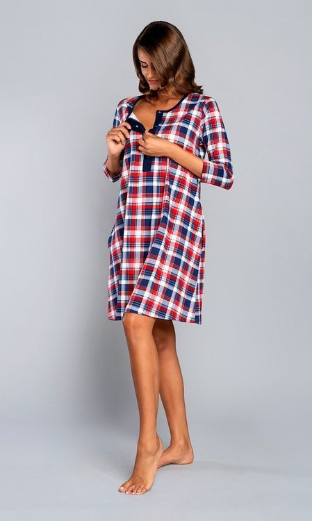 Rugia koszula nocna ciążowa i do karmienia rękaw 3/4 Italian Fashion- granat